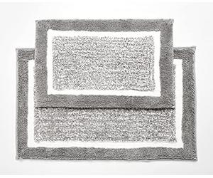 Penguin Home Lot de 2 Tapis de Bain 100% micropolyester Argenté 50 x 80 et 40 x 60 cm