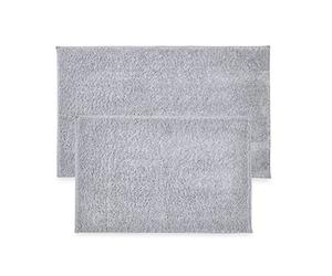 Penguin Home Lot de 2 tapis de bain antidérapants touffetés en microfibre ultra doux-Gris-Absorbant avec envers en latex pour douches,baignoires et sols de salle de bain-(S:43x61cm)-(L:51x86 cm)