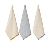 Penguin Home Lot de 3 Serviettes de Cuisine | 100% Coton | écologiques, durables | torchons | élégants avec différents Motifs | Dimensions 50 x 70 | Couleur Blanche et Ocre | Serviettes de Cuisine |