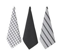 Penguin Home Lot de 3 Serviettes de Cuisine | 100% Coton | écologiques, durables | torchons | élégants avec différents Motifs|Dimensions : 50 x 70 | Couleur : Noir et Blanc | torchons |