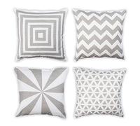 Penguin Home® Lot de 4 housses de coussin carrées 100 % coton tessées avec fermeture à glissière invisible 45 cm x 45 cm (18 x 18)Gris Gris
