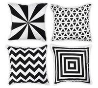 Penguin Home® Lot de 4 Housses de Coussin carrées 100% Coton tessées avec Fermeture à glissière Invisible 45 cm x 45 cm (18" x 18") Lenoir