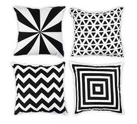 Penguin Home® Lot de 4 Housses de Coussin carrées 100% Coton tessées avec Fermeture à glissière Invisible 45 cm x 45 cm (18" x 18") Lenoir
