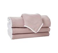 Penguin Home® Lot de 4 Serviettes en Coton 100% Coton, respectueuses de l'environnement, durables, réutilisables, Usage Quotidien comme Serviettes de Table avec Dentelle à Pompons sur Les Quatre