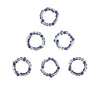 Penguin Home® Lot de 6 ronds de serviette en perles de style bracelet fabriqués à la main Perles sur maille de fer Ensemble de porte-serviettes blanc pour table à manger fête de mariage 4,5 x 2,8 cm