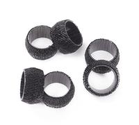 Penguin Home® Lot de 6 ronds de serviette en perles de style bracelet fabriqués à la main Perles sur maille de fer Ensemble de porte-serviettes blanc pour table à manger fête de mariage 4,5 x 2,8 cm