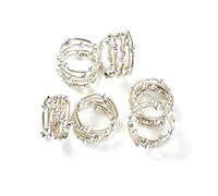 Penguin Home® Lot de 6 Ronds de Serviette en Perles de Style Perle fabriqués à la Main | Perles de Verre sur Maille de Fer | Blanc | Taille-6x6x3cm