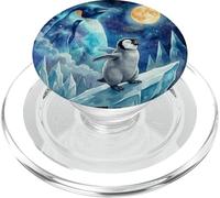Penguin Howling at The Moon Arctic Night Sky Animal Art PopSockets PopGrip pour MagSafe