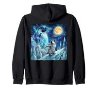 Penguin Howling at The Moon Arctic Night Sky Animal Art Sweat à Capuche