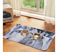Penguin in The Snow,Waterproof Pet Feeding Mat,PU Leather Placemats for Cat Dog Water Bowl,Food Mats,30x45cm