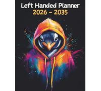 Penguin Left Handed Planner: 10 Year Monthly | Large 120 Month Calendar | Gift For People Who Love Aquatic Animals, Bird Lovers | Ideal for ... and Busy Individuals | 8.5 x 11 Inches | v1