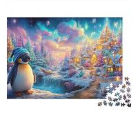 Penguin Mignon dans Le Pays des Merveilles d'hiver Puzzle De 1000 Pièces Penguin Mignon Jeu De Formation Mentale pour Adultes Et Enfants 70x50cm/1000pcs