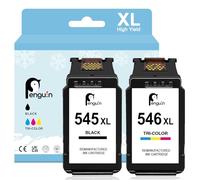 Penguin PG-545XL CL-546XL Cartouche pour Canon 545-546 Pixma MX495 TS3150 TS3350 TS3151 TS3351 MG2550S MG2555S MG3050 MG2950 MG2450 MG2500 TS205 TR4550 TR4551 TR4650 Cartouche encre pour Canon 545 546