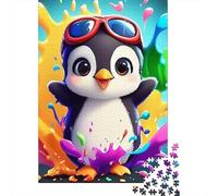 Penguin Puzzle À 1000 Morceaux Papier Épais l'art de la Peinture en Forme de Pingouin Puzzle Familial Parents-Enfants Activité Lien Familial Heures Divertissement Garanties 38x26cm/1000pcs