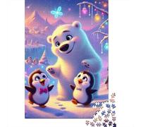 Penguin Puzzle À 1000 Morceaux Papier Épais Ours & Manchot Party Puzzle Familial Parents-Enfants Activité Lien Familial Heures Divertissement Garanties 52x38cm/1000pcs