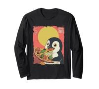 Penguin Ramen Eating Noodles Japanese Vintage Manche Longue