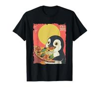 Penguin Ramen Eating Noodles Japanese Vintage T-Shirt