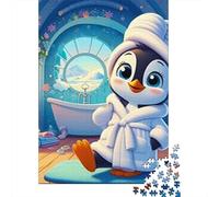 Penguin Set De 1000 Pièces Papier Recyclé Penguin in Bath Puzzle Adulte Facile À Ranger Casse-tête Engageant Heures Divertissement Activité Lien Familial 70x50cm/1000pcs