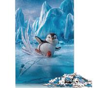Penguin Slipping on Ice Puzzle 1000 Pieces Cadeau Unique Jeu Éducatif Défi Jouet À De Qualité Supérieure Peinture Art pour Adultes Et Enfants 1000pcs (38x26cm)