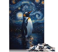 Penguin Under Starry Night Puzzles 1000 Pièces Cadeau Unique Jeu Éducatif Challenge Toy À De Qualité Supérieure Peinture Art pour Adultes Et Enfants 1000pcs (75x50cm)