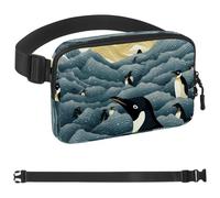 Penguins in the Peak-1528 Sac banane à bandoulière pour homme et femme, sac banane pour voyage, marche, course, randonnée, cyclisme, multicolore, 4 x 23 x 15 cm, multicolore, 1.5x9.0x5.9in/4x23x15cm