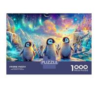 Penguins on A Rock près d'un château Puzzle De 1000 Pièces Penguin Mignon pour Garçons, Filles, Hommes Et Femmes 70x50cm/1000pcs
