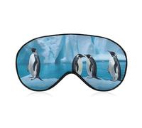 Penguins On The Iceberg Masque de sommeil pour homme et femme avec sangle réglable - Doux et respirant - Occultant - Antidérapant - Essentiels de voyage
