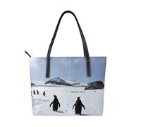 Penguins On The Iceberg Sac à main en cuir synthétique de haute qualité, imperméable et durable, parfait pour les voyages, le travail et les loisirs, Noir/blanc, One Size