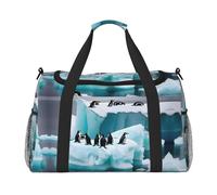 Penguins On The Iceberg Sac de voyage avec fermetures éclair et poignées, grand sac de sport pliable pour vacances en famille, Noir , Taille unique
