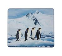 Penguins On The Iceberg Tapis de souris de jeu imprimé 26 x 21 cm, base en caoutchouc antidérapant, tapis de souris pour ordinateur portable avec bords cousus pour joueur, bureau, maison