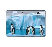 Penguins On The Iceberg Tapis moderne en peluche courte ultra doux lavable et antidérapant pour salon, chambre à coucher, bureau, dortoir, décoration d'intérieur 183 x 122 cm