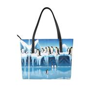 Penguins On The Iceberg1 Sac à main imprimé en cuir synthétique de haute qualité, imperméable et durable, parfait pour les voyages, le travail et les loisirs, Noir/blanc, One Size