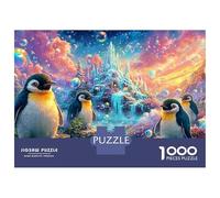 Penguins près d'un château de Glace avec des Bulles Puzzle De 1000 Pièces Penguin Mignon Défiant Et De Jeu d'esprit pour Toutes Les Âges 70x50cm/1000pcs