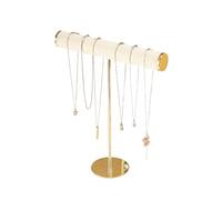 Pengup Support de collier en T, présentoir à bijoux, chaînes et bracelets à vendre, doré + blanc