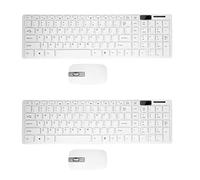 PENGY Lot de 2 clavier sans fil fin blanc + souris optique sans fil pour PC et ordinateur portable, 750073420