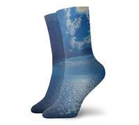 PENGYVV Chaussettes funky pour homme et femme Rom c Pleine lune entre nuages sur une mer calme et dramatique image tranquille