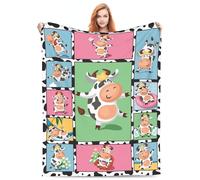 PENGYVV Couverture douce, chaude et confortable à imprimé vache mignonne pour lit, salon, canapé, décoration d'anniversaire, 152,4 x 127 cm
