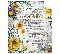 PENGYVV Couverture douce, chaude et confortable, motif tournesol, lettre à ma fille de la part de maman, en velours polaire, 101,6 x 127 cm