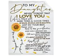 PENGYVV Couverture douce, chaude et confortable, motif tournesol, lettre d'amour à ma fille de la part de maman, en velours molletonné, jeté de lit 101,6 x 127 cm