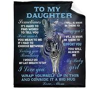 PENGYVV Couverture douce, chaude et confortable, motif zèbre à ma fille de maman, en velours molletonné, 101,6 x 127 cm