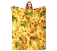 PENGYVV Couverture polaire douce, chaude et confortable pour macaroni au fromage, macaronis, pâtes, véritables aliments, pour canapé, lit, chaise, chambre de naissance, 101,6 x 127 cm