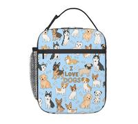 PENGYVV Sac à déjeuner unisexe avec motif « I Love Dogs and Bones » - Réutilisable - Isotherme - Portable - Pour l'école, le travail, le pique-nique, les voyages