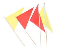 PENIKOKO 10 pièces Drapeaux de Marquage Polyester avec Piquets en Bois Drapeaux Triangle Signalisation Pelouse et Limites Rouge et Jaune pour Jardin Chantier et Zones à Délimiter