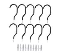 PENIKOKO 10 Pièces Lot Crochets de Rangement Mural pour Vélos Acier Renforcé Antidérapant avec Boulons Support Mural et Plafond pour Garage Suspension Solide et Gain de Place