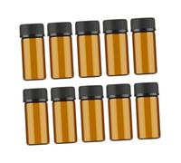 PENIKOKO 10 pièces Lot de Petites Fioles Verre Transparent avec Bouchon Grain et Bouchon Troué Flacons Étanches pour Huiles Essentielles et Chimie Bouteilles Portables pour Voyage