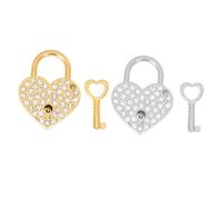 PENIKOKO 2 Ensembles Lot de Petits Cadenas Forme de Cœur avec Clés Cadenas de Zinc Décoratifs et Résistants Rouille pour Bagages Coffrets et Souvenirs de Couple Argenté et Doré