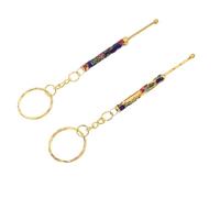 PENIKOKO 2 Pièces Ensemble D'outils de Nettoyage du Cérumen en Émail avec Porte-clés Élégant, Extraction Douce du Cérumen pour Usage Quotidien et Bureau, Portable et Compact