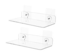 PENIKOKO 2 Pièces Étagère Murale Salle de Bain sans Percer Support de Rangement Mural Acrylique Transparent Étagère Angulaire Pratique pour Shampooing et Cosmétiques Gain de Place et