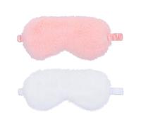 PENIKOKO 2 pièces Masque de Sommeil Peluche Doux Masque Occultant et Lavable Bande Élastique Confortable pour Nuit Paisible Convient à Tous Design Cœur Orange et Blanc Perle