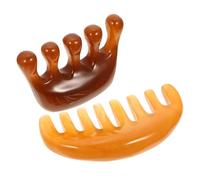 PENIKOKO 2 pièces Peigne de Massage Gua Sha Résine et Cire Abeille Peigne Tête Doux et Arrondi Outil Portable pour Massage Chevelu Stimulation et Relaxation
